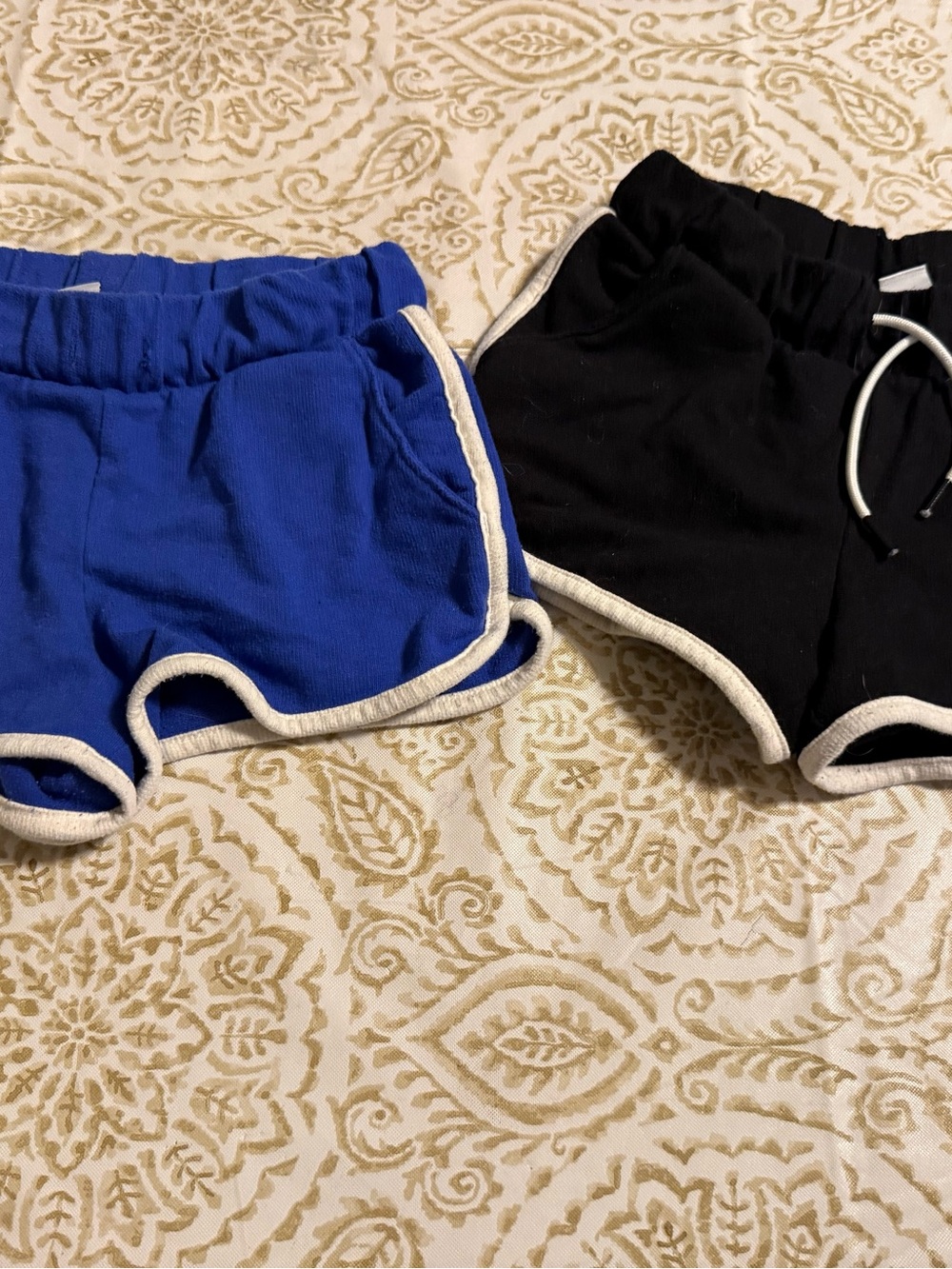 Old Navy Girls' Athletic Shorts in Blue and Black with Cream Trim